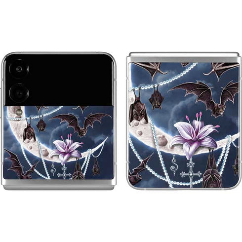 Gothic Moon with Bats and Flowers by Sarah Richter Galaxy Z Flip4 5G Skin